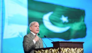 Prime Minister Muhammad Shehbaz Sharif addressing national independence day event in Islamabad