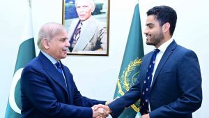 President of Oxford Union at Oxford University Israr Khan Kakar calls on Prime Minister Muhammad Shehbaz Sharif in Islamabad.