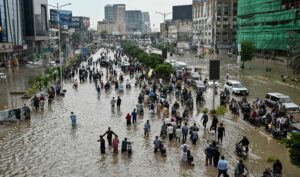 Highly flooded streets of Sindh’s capital, Karachi