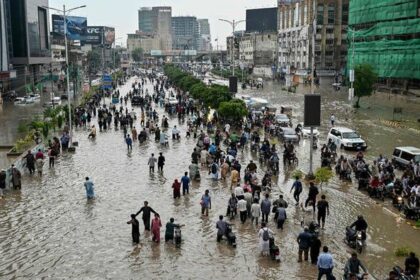 Highly flooded streets of Sindh’s capital, Karachi