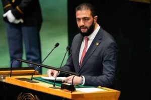 The United Nations Security Council has removed sanctions on Syrian President Ahmed al-Sharaa, who is due to meet U.S. President Donald Trump at the White House on Monday. The U.S.-drafted resolution on Thursday also lifted sanctions on Syrian Interior Minister Anas Khattab. It received 14 votes in favor, while China abstained. Washington has been urging the 15-member Security Council for months to ease Syria sanctions. Trump announced a major U.S. policy shift in May when he said he would lift U.S. sanctions on Syria. "I think he's doing a very good job," Trump said later on Thursday of Sharaa. "It's a tough neighborhood, and he's a tough guy, but I got along with him very well. And a lot of progress has been made with Syria." We did take the sanctions off Syria in order to give them a fighting shot," he told reporters in Washington.