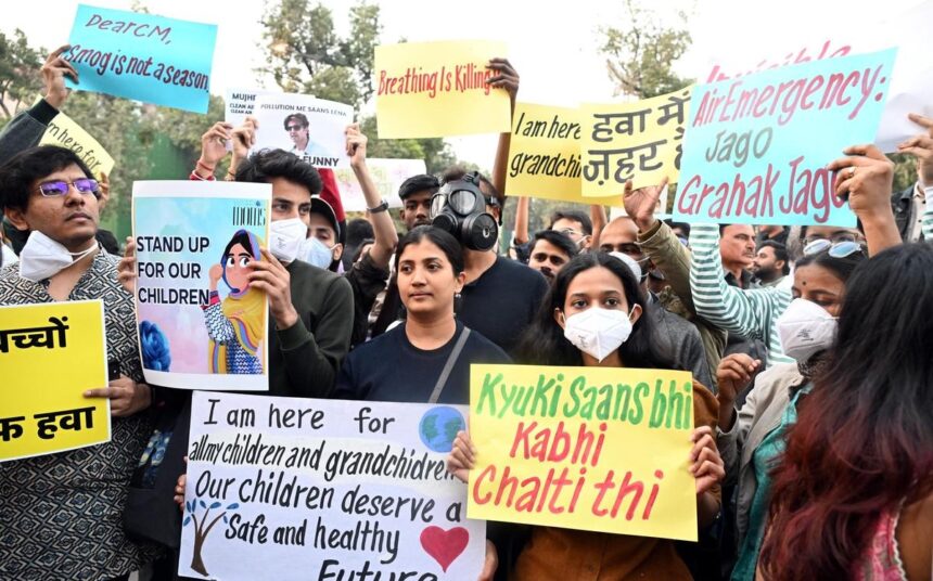 Hundreds of people staged a rare protest in Delhi on Sunday against worsening air pollution, as air quality continues to deteriorate in India's capital and nearby regions. Over the past three weeks, Delhi's Air Quality Index (AQI), which measures the level of PM 2.5 or fine particulate matter in the air that can clog lungs, has hovered between 300 and 400, which is 20 to 30 times higher than the World Health Organization's safe limit. The protesters held banners and shouted slogans, demanding that the government take action to curb pollution. Around 80 of them were briefly detained near India Gate after police said they did not have permission to gather at the landmark. (BBC)