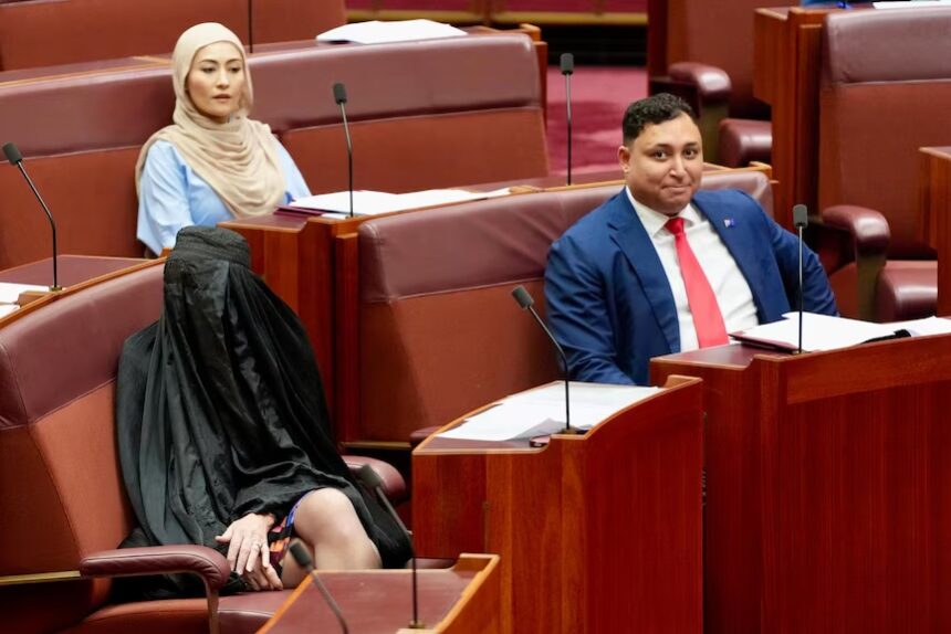 Far-right Australian politican accused of racism and islamophobia after mockingly wearing a burqa