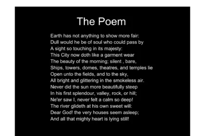 Composed upon Westminster Bridge, September 3, 1802