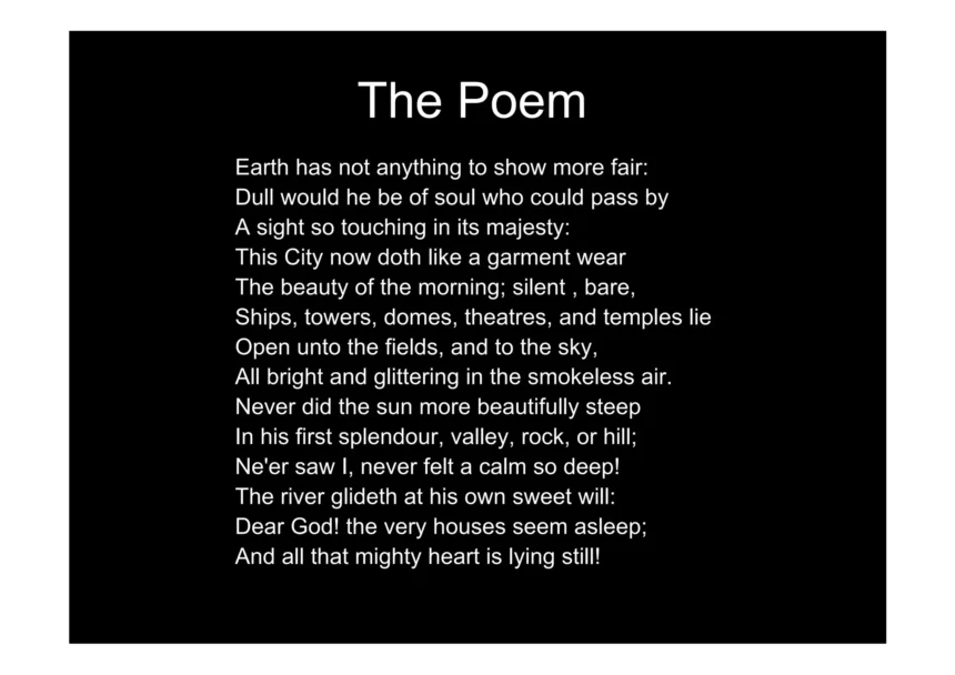 Composed upon Westminster Bridge, September 3, 1802