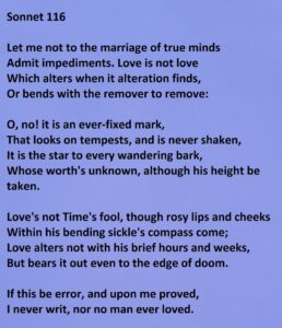 Sonnet 116: Let me not to the marriage of true minds
