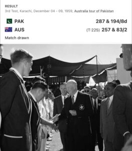 On this day in 1959, Karachi received a rather unexpected visitor: the President of the United States. Dwight D. Eisenhower remains the only sitting American president ever to watch a Test match live, and he arrived just in time to witness a slow, stubborn day of cricket between Pakistan and Richie Benaud’s Australia. What Eisenhower truly thought of the spectacle—Pakistan grinding their way to 104 for 5—we’ll never know. The moment never earned so much as a line in his memoirs. But the match itself had its quirks. Hanif Mohammad was in the midst of one of his trademark, patient hundreds, and a young Intikhab Alam marked his arrival in Test cricket in style, taking the wicket of Colin McDonald with his very first delivery. It was a curious blend of politics, history, and cricketing trivia—one of those quietly remarkable days the game occasionally produces.